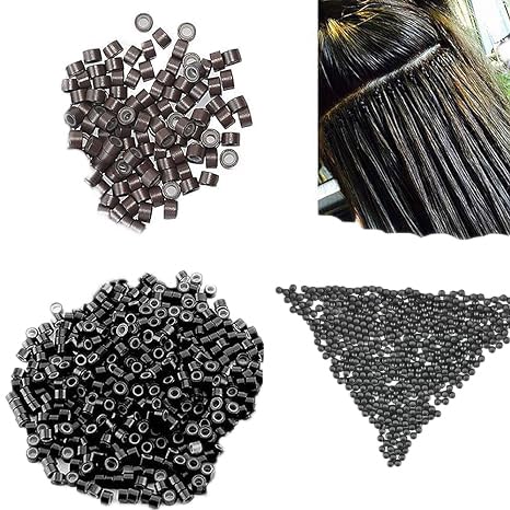 HAHIYO Black 2.5x1.5x2.0mm Micro Links Hair Extension Beads Nano Ring Hair Extensions Rings with Thin Silicone Lining for Invisible Professional Salons Extensions Tool, 500Pcs - Image 6