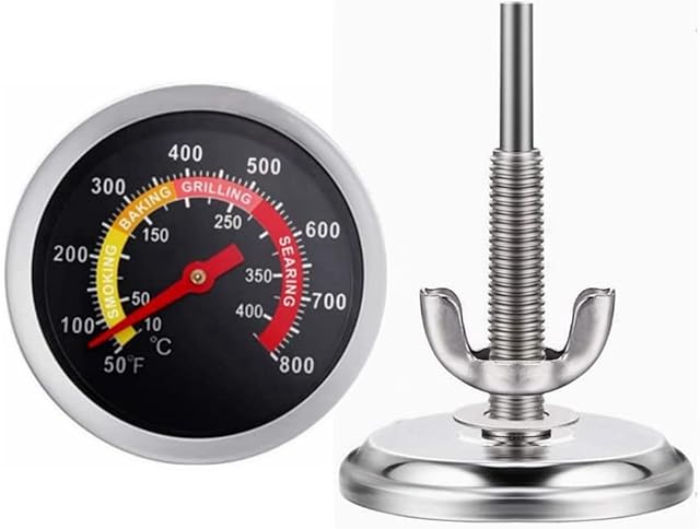 2 Pack BBQ Grill Thermometer, 2 3/8 inch Charcoal Smoker Barbecue Grill Temperature Gauge BBQ Temp Gauge