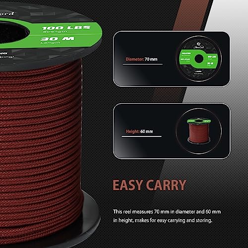 Abma Cord Paracord 100 lbs 2mm 100% Nylon 30M - Chocolate brown - Image 2
