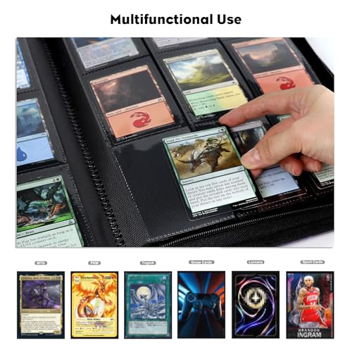Image of Katomula 360 Pockets Card Binder, MTG Card Binder, Double Sided Card Collection Album Folder with 20 Pages, Side-Loading Card Holder for MTG, TCG, Trading Card, Sports Cards-Swamp