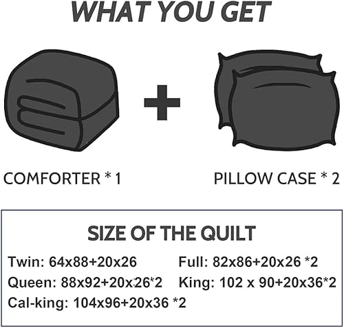 Miniatura 7 de Decroom - Juego de edredón acolchado y liviano de 3 piezas con relleno alternativo para todas las estaciones, incluye 2 fundas de almohada (color