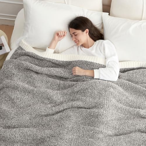 Image of Snuggle Sac Ultra Soft Grey Bedding Blanket Twin XL, Warm Fluffy Microfiber Blankets for Bed, Living Room, Oversized Bed Blanket, Heather Dark Grey, 66x90 inches