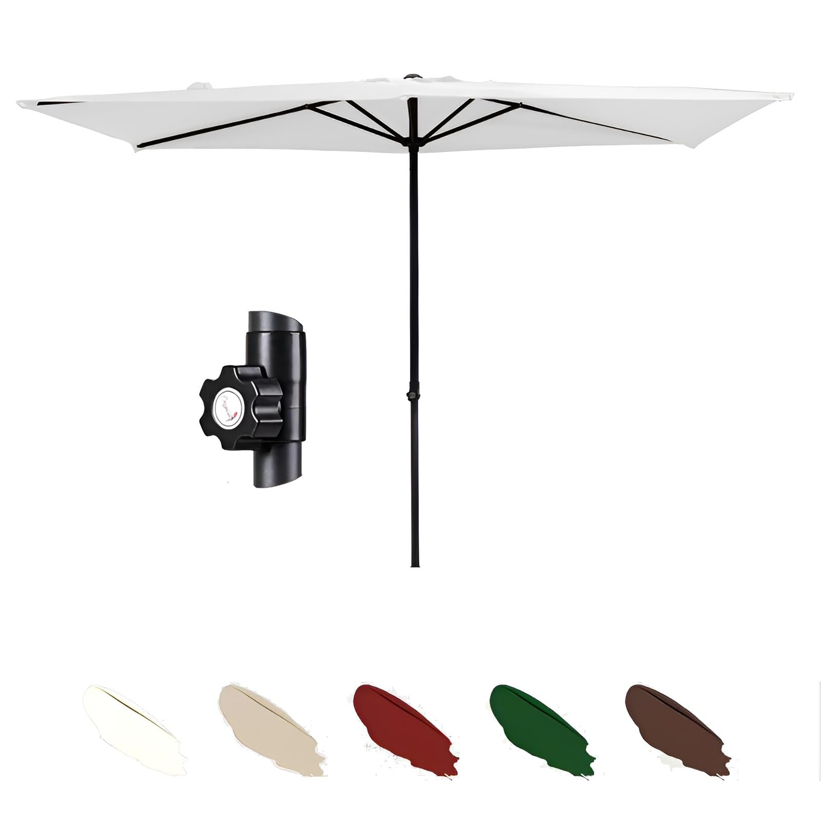 HAOKKV Half Rectangular Parasol, 250cm*130cm, Adjustable Height, Sun Parasol For Compact Spaces, Apartment, Deck, Porch(Coffee)