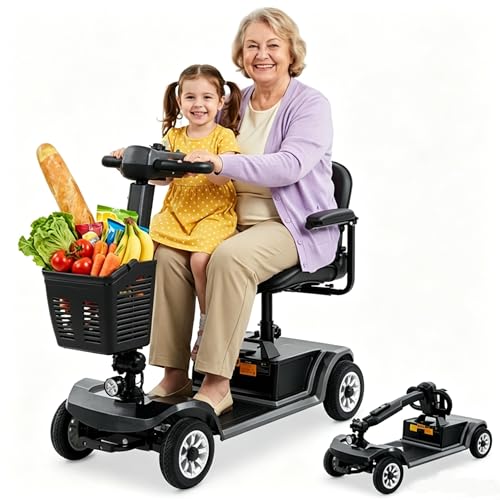 Image of Movcan S-02 4 Wheel Mobility Scooter Seniors & Adults, UL & TSA Certified, 419 LBS Foldable Travel Scooter with Removable Battery and Basket, All-Terrain Design for Outdoor Trips & Daily Errands