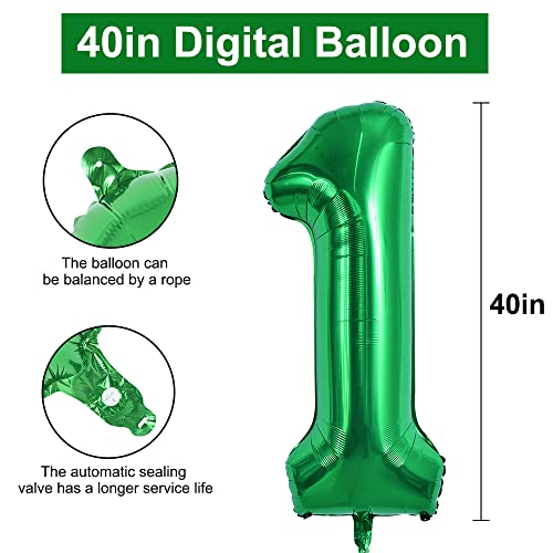 Image of TONIFUL 40 Inch Dark Green Large Numbers Balloon 0-9 Birthday Party Decorations,Foil Mylar Big Number 1 Balloon Digital 1 for Birthday Party,Wedding, Bridal Shower Engagement Photo Shoot, Anniversary