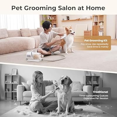 Pecute Dog Grooming Vacuum & Dryer, 7-in-1 Pet Grooming Kit with Clipper, 10000Pa Dog Vacuum for Shedding Grooming, Adjustable Speed & Temp, 55dB Low Noise,1.7L Dust Cup