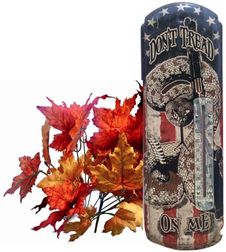 Miniatura 2 de Termómetro de pared de metal calibre 22, litografía de metal, mide 5 x 17 pulgadas, para interiores o exteriores, elige estilo (no me pises)