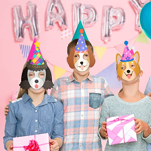 12 Pack Dog Birthday Masks Party Supplies, Dog Themed Paper Masks, Dog