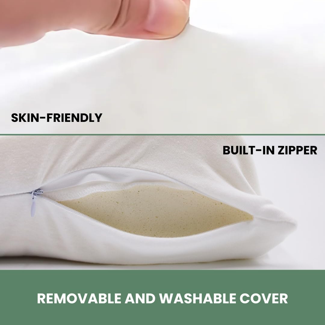 ORGANIC TEXTILES Organic Latex Contour Pillow with Organic Cotton Cover - GOTS & GOLS Certified, Ergonomic Contour Design, Bed Pillow, Spine Support - (High-Loft, Soft) - Pack of 2