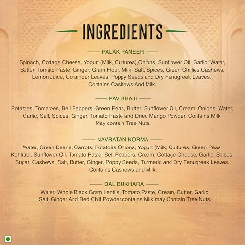 Image of Kitchens of India Ready To Eat Dinner Variety Pack of 6 - 10 Ounces, Authentic Vegetarian Indian Food, Gluten-Free
