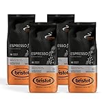 Bristot, Caffè Macinato ESPRESSO - Totale 1 kg - Caffè in Polvere per Moka, Miscela dal Carattere Forte e Gusto Deciso, Tostatura Media - Set da 4 Confezioni da 250g
