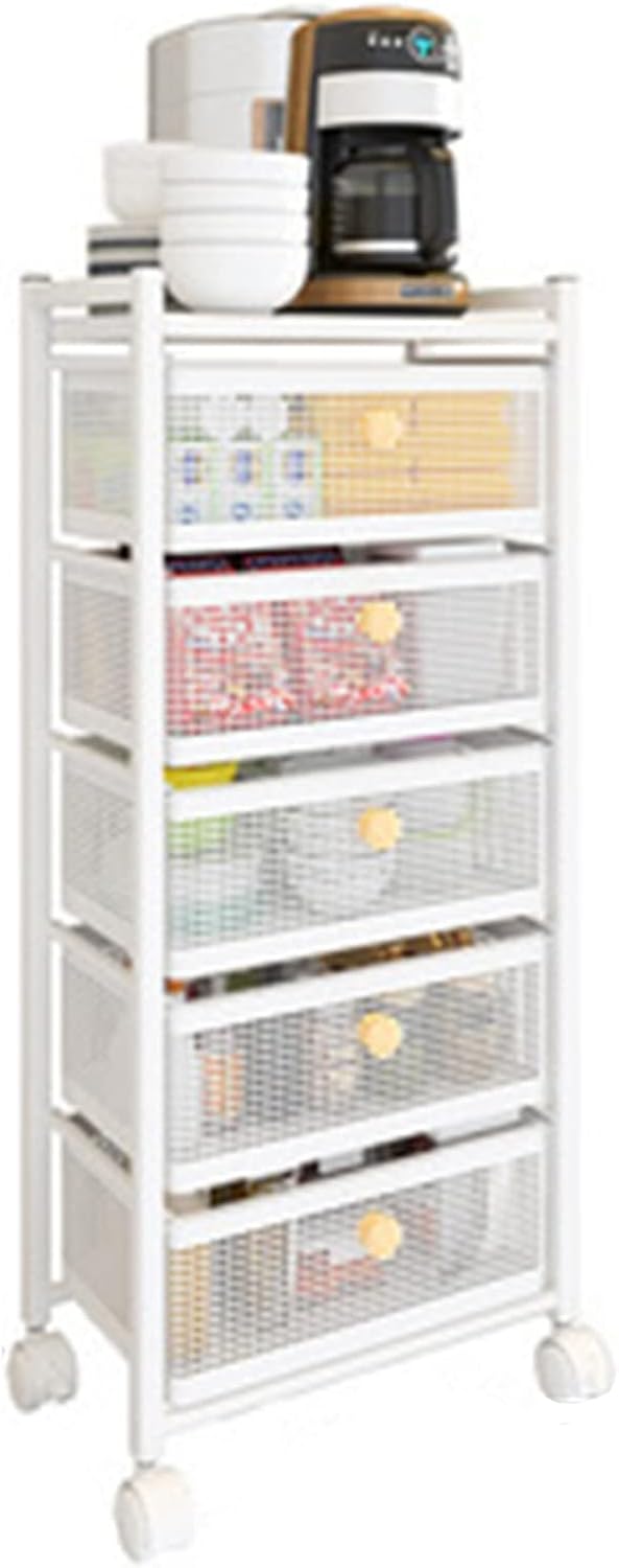 Drawer Pull-Out Storage Rack, Under Sink Countertop Cabinet Bathroom Kitchen Storage Organization, Fashion Simple Breathable Non-Slip Drain Rack(Size:5 Layers,Color:Widen White) (White 5 layers)