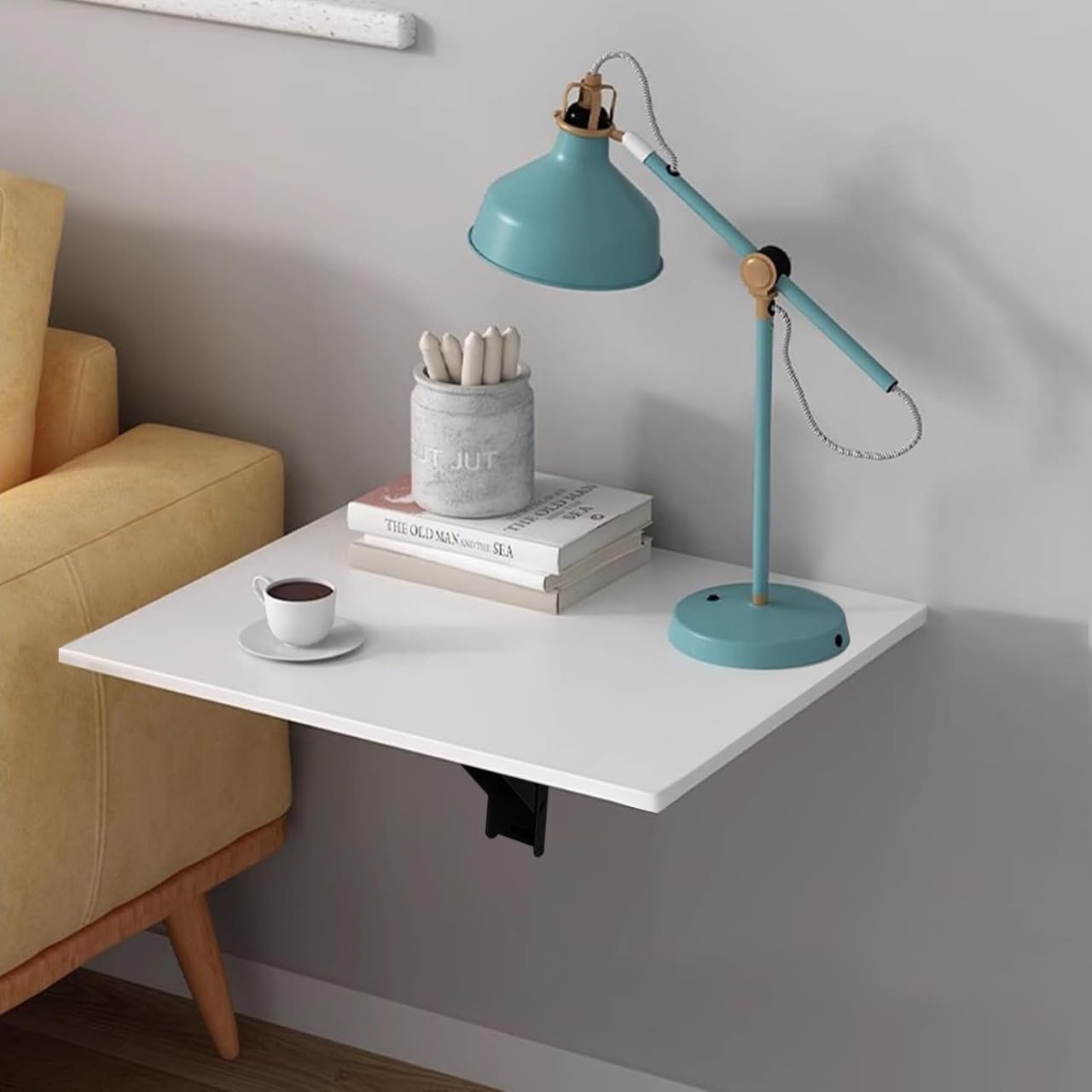 QARA Wooden Finish Wall Mounted Folding Coffee and Tea Table, Drop-Leaf Folding Bed Side Table and Study, Mini Laptop Table for Home, Wall Mount Side Table, Living Room, Folding Bedside Table (White) (B0DCGDY7Z4) Amazon Price History, Amazon Price Tracker