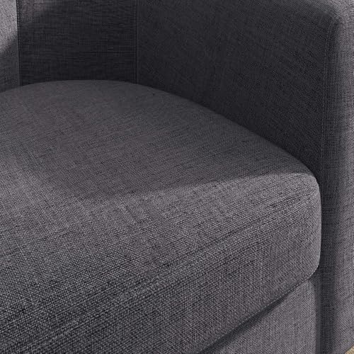 Image of BELLEZE Living Room Chairs Set of 2, Linen Round Accent Barrel Chairs, Club Tub Sofa Chairs for Bedroom, Corner Chairs with Flared Legs and Cozy Soft Padding - Highland (Gray)