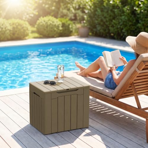 Image of Greesum 33 Gallon Outdoor PP Storage Container, All Weather Resisitant Storage Box, Coffee