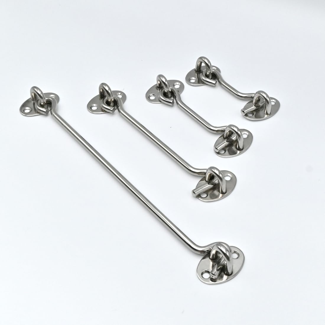 LICQIC 2 Pcs Cabin Hook, Gate Latch Hook, Stainless Steel Eye Latch for Garage Shed Door, Window, Silver, 100 mm / 4 in - Image 4