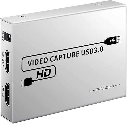 PACOXI Tarjeta de captura HDMI USB30 1080P 60FPS HD Dispositivo de captura de juegos funciona con Xbox PS5 Switch DSLR OBS Twitch transmisión en