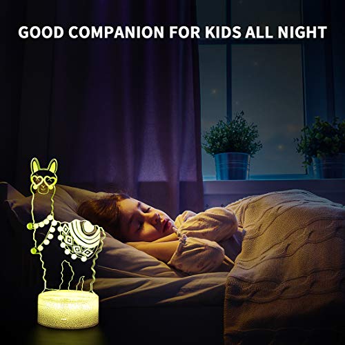 Lámpara nocturna 3D Llama con control remoto y 16 colores miniatura 2