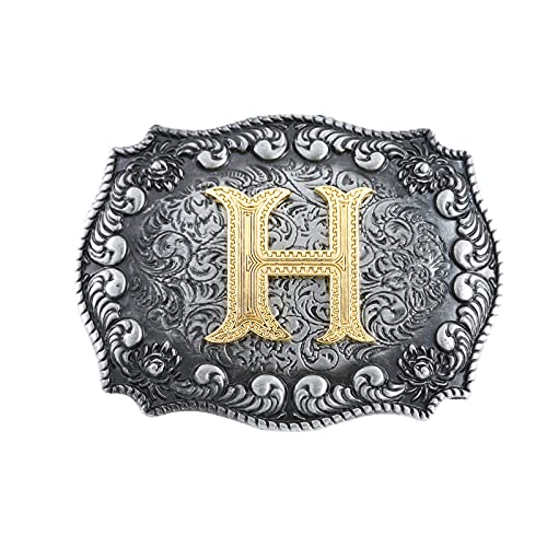 Image of HUABOLA CALYN Belt Buckle Men, Western Cowboy Rodeo Small Alphabet Letter ABCDMRJ to Z Initial Belt Buckles for Women