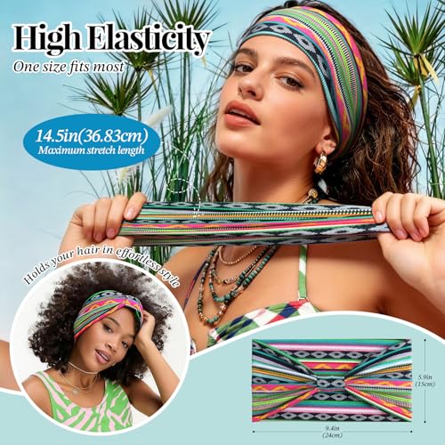 Image of Awumbuk Wide Headbands for Women Knotted No Slip Head Bands Soft Turban Headband Hair Accessories Boho African Solid Color Head Wraps for Women Yoga Workout (Cyan)