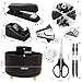 SKYDUE Black Office Supplies, Black Office Desk Accessories 10PCS, Pencil Holder for Desk, Stapler, Tape Dispenser, Scissors, Ruler, Clips and 1000pcs Staples, Desk Supplies Set