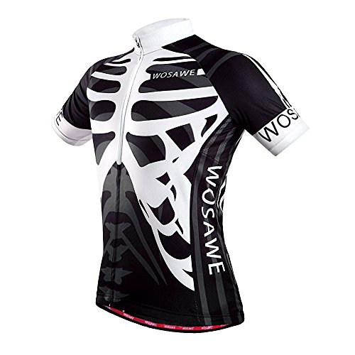 image for WOSAWE Mens Breathable Cycling Jersey Short Sleeves (Skeleton, L), Jer