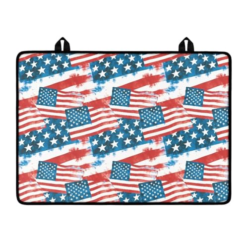 Image of Poceacles 4th of July Patriotic Glass Stove Top Cover Stove Burner Cover Multipurpose Rubber Desk Saver Pad Washer Dryer Top Mat for Counter Top, American Flag Stars and Stripes