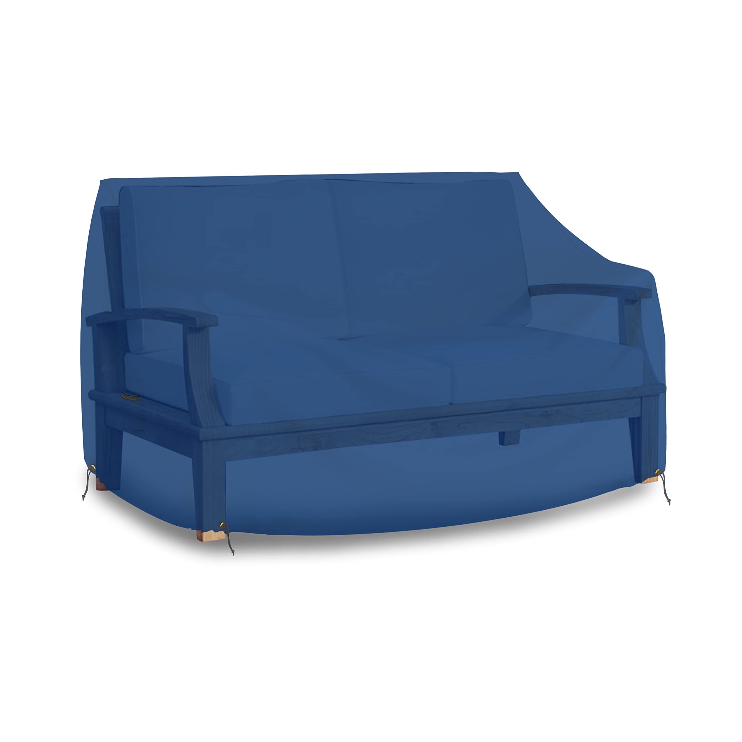 Pokrowiec outdoorowy 'Loveseat' 45 ml wodoodporny - 100% odporny na warunki atmosferyczne pokrowiec na sofę na patio z kieszeniami powietrznymi i paskiem do ściągania do wygodnego dopasowania (76 szer. x 90 cm x 90 cm x 15 FH, niebieski)
