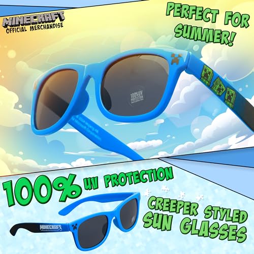 Image of Minecraft Trucker Hat Baseball Cap and Kids Sunglasses Set Adjustable Snapback UV Protection Gamer Gifts