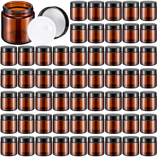 Image of Norme 64 Pcs 4 oz Glass Jars with Lids Cosmetic Jars, Black, Amber