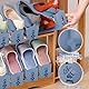 POWZOO 10 Stück Einstellbare Schuhregale,PP Doppelschicht Schuhstapler,3 Höhenverstellbar,Schuhschlitz Organizer,Platzsparend schuhaufbewahrung,Schuhorganizer,Rutschfest Schuhhalter.(Dunst blau)