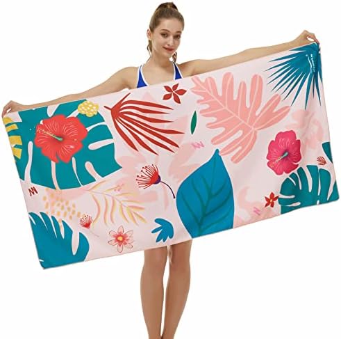 CHARS Microfiber Quick Drying Beach Towel with a Carrying Bag Super Absorbent & Sand Free Towel for Kids Teens Adults Travel Gym Camping Pool Yoga Outdoor and Picnic(63"×31")