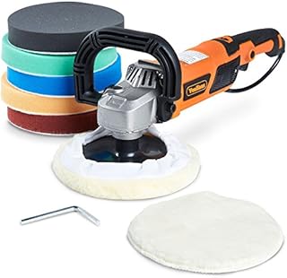Vonhaus 7-Inch Rotary Polisher, 6 Variable Speeds and Accessory Kit, With 7 Polish/Buff/Smooth/Finish Pads - 10-Amp, 600-3000 RPM Ideal for Cars, Boats, Wood, Metal, Tiles, Plastic, Vehicles