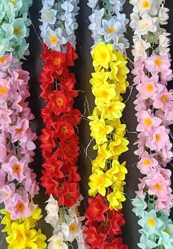Image of VRB Dec 1 Pcs Artificial Flowers Vine Blossom /Roses Garland Fake (6 Ft) Flowers Fabric Roses /Blossom Garland For Wedding Decor Diwali /Ganpati /Garden Wall Valentine (Multi Cherry Blossom), 12 Cm