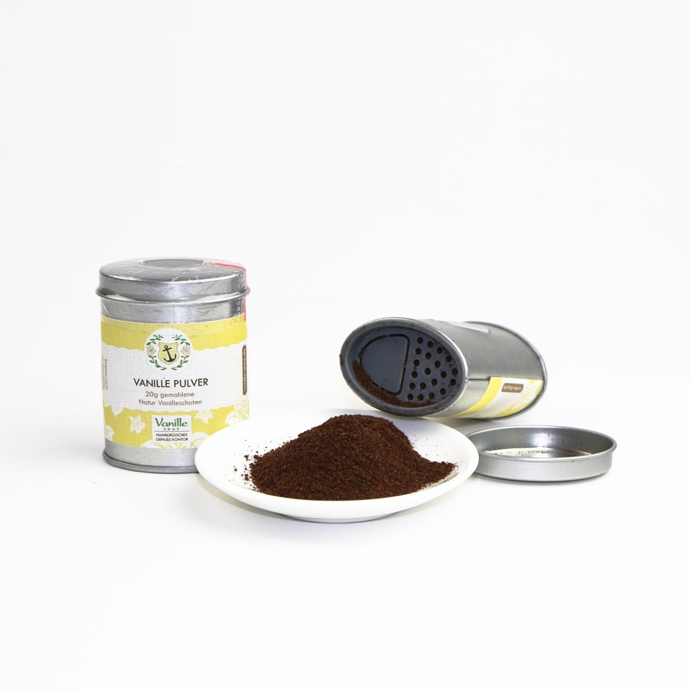 Natur Vanillepulver 20g / gemahlene Vanille Schoten / vom Vanille Shop / ideal zum Backen und würzen