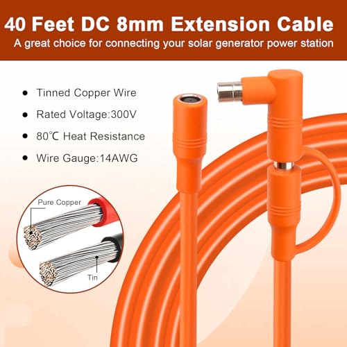 Cable de extensión solar DC7909 a DC8020 de ángulo recto compatible con estaciones Anker y Yeti 5