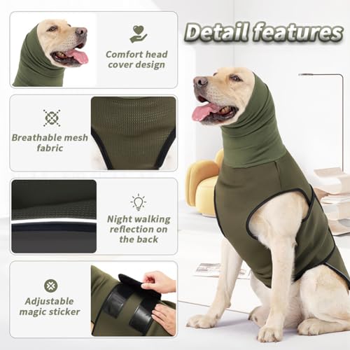 Dog Anxiety Relief Vest, 2 in 1Breathable Dogs Comfort Anxiety Shirts, Puppy Soft Jacket With Reflective Stripe, Anxiety Calming Coat Wrap for Fireworks Thunderstorm Navy Blue XL - Image 3