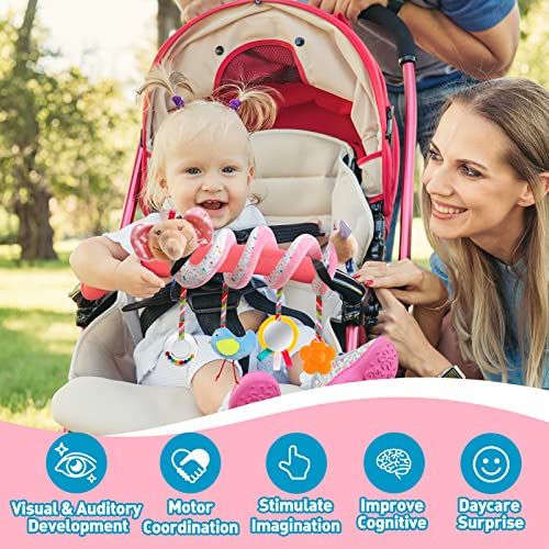 Image of GKDOMS Baby Car Seat Toys Activity Stroller Toy for Boys Girls 0 3 6 9 10 12 Months, Spiral Hanging Plush Toys, Baby Shower Thank You Gifts