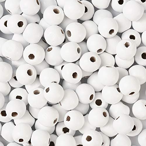 Beadthoven 200pcs 12mm White Wood Beads Natural Round Ball Large Hole Loose Beads Spacers for Macrame Garland Jewellery Bracelet Making - Image 2