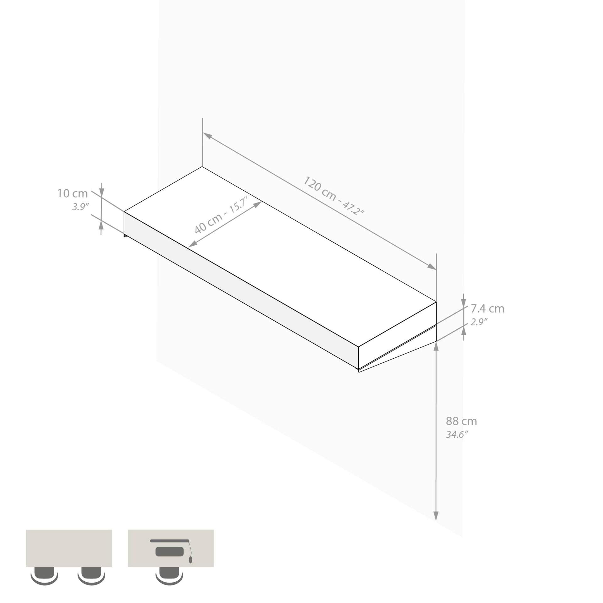 Mobili Fiver, Mensolone Da Bar Evolution 120x40, Rovere Rustico, Tavolo a muro sospeso per Bar e Ristoranti, Cucina, Made in Italy