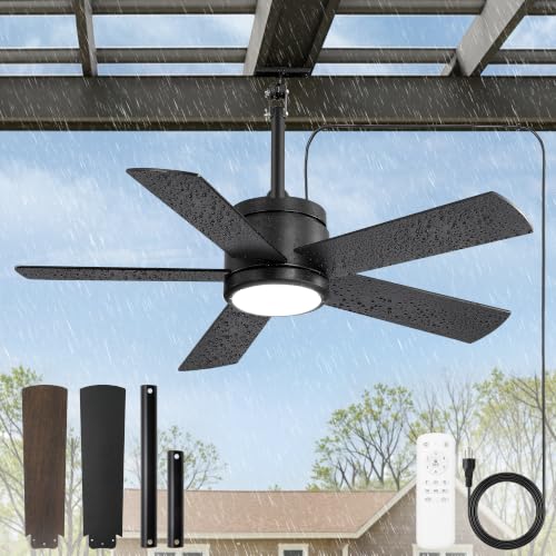 Fanbulous 42" Outdoor Ceiling Fan with Light, IP65 Waterproof, Hook Hanging