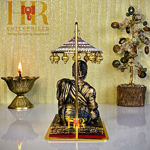 Image of HR Enterprises(SM 201 A.Gold Chhatrapati Shivaji Maharaj Statue with Umbrella,Idol with Umbrella,Shivaji Maharaj Murti for Home Decor, Office Decor,Gifting, car Decor, showpieces in Home.