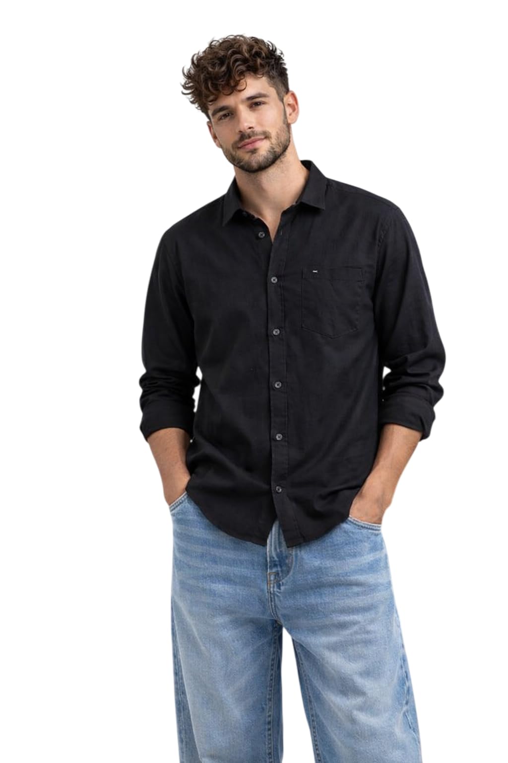 the dry state Men Basic Fit Linen Full Sleeve Shirt with Collar-picture-9