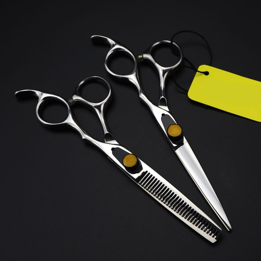 Hair Cutting Scissors, 6 Inch Professional JP440C Steel Yellow Gem Hair Scissors Haircut Thinning Barber Hair Cutting Shears Hairdresser Scissors
