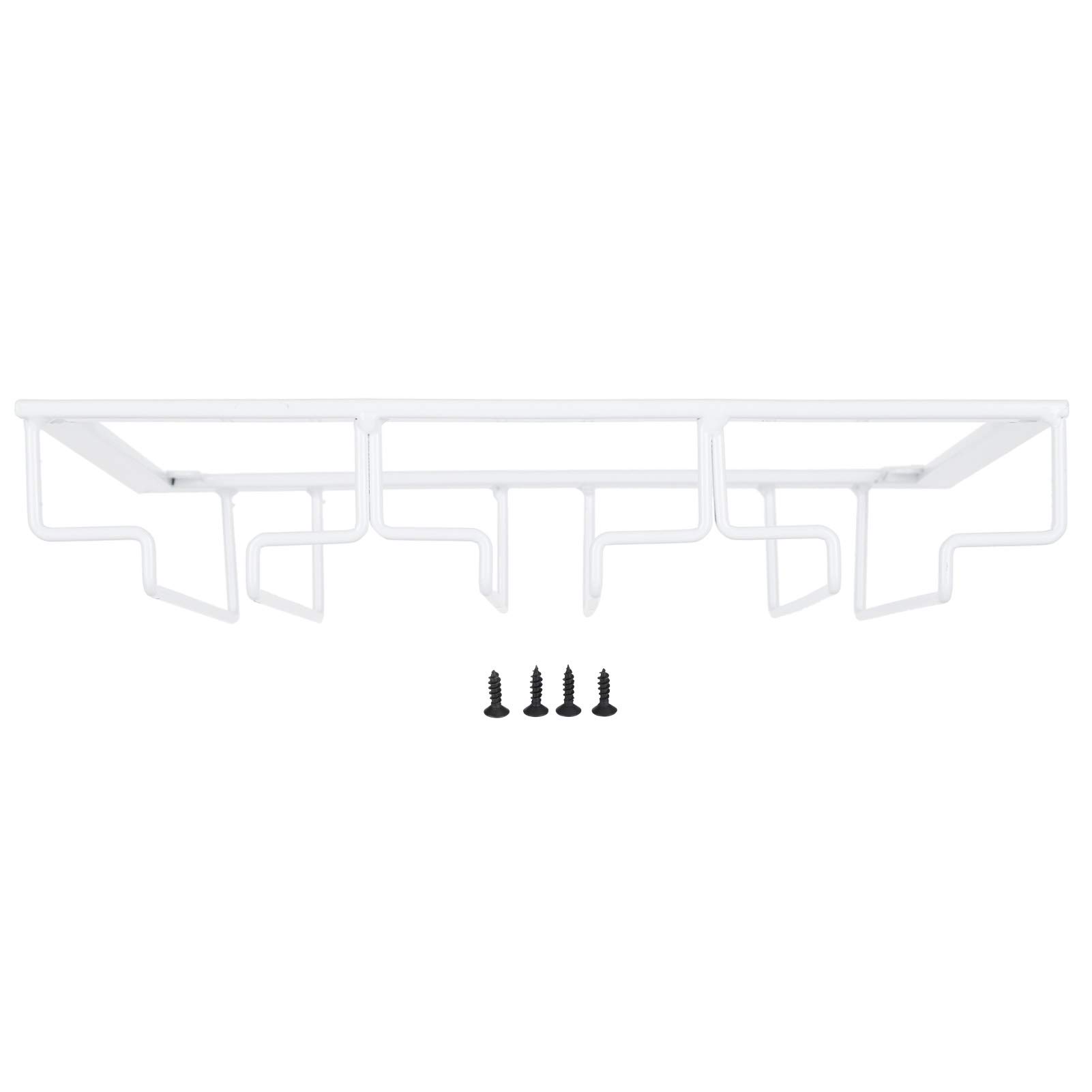 JYCRa Debajo del Gabinete Soporte de Copa de Vino de Metal, Estante para Copas Vasos Colgador de Almacenamiento Organizador de Metal Colgante para(3 ranuras longitud 30 cm ancho 22,5 cm blanco)