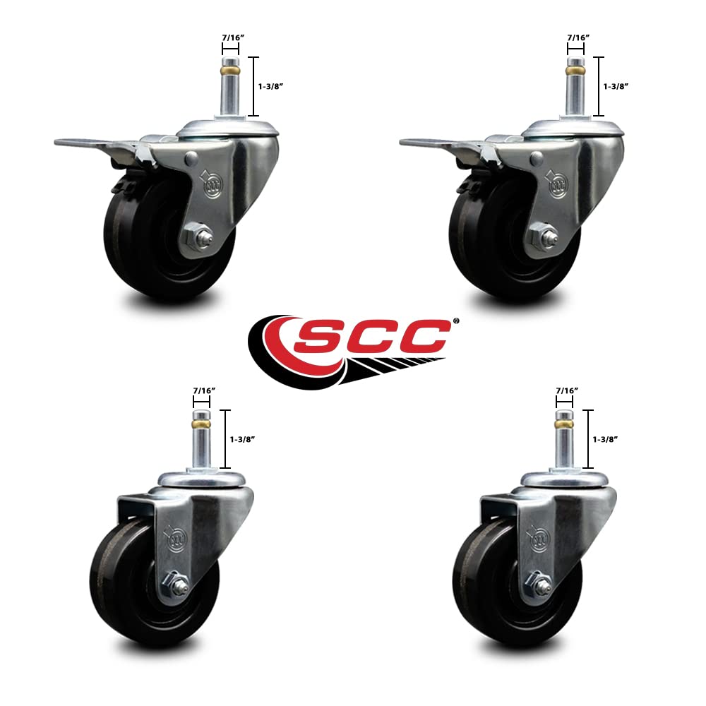 Phenolic Swivel Grip Ring Stem Caster Set of 4-3