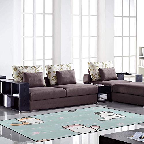 Tapis de dessin animé bleu Ruchen velours corail douceur maison - 4