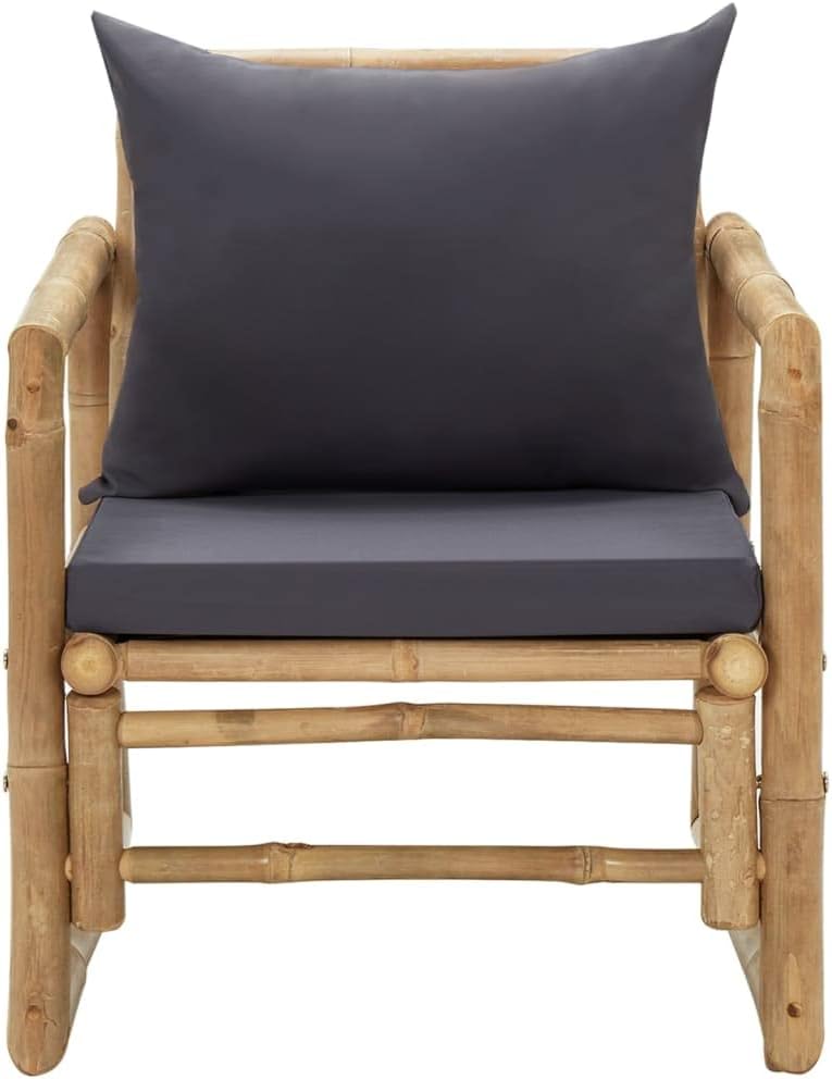 Patio Chairs with Cushions 2 pcs Bamboo,Lounge Armchair,Comfortable Farmhouse Chairs,Outdoor Furniture,Assembly Required,Used in Bistro, Patio, Sunroom,Tearoom