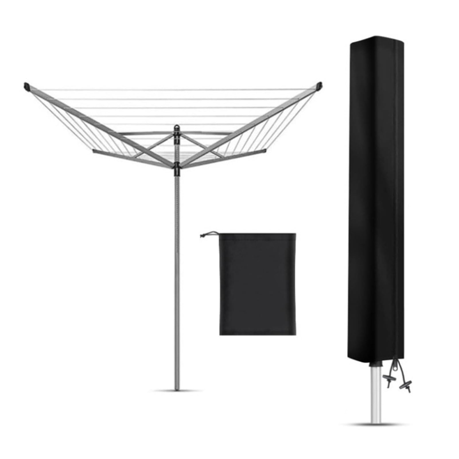CAFFCAPPII Rotary Outdoor Washing Line Cover, Heavy Duty Clothes Line Cover Weatherproof Airer Covers for Garden Dryer(Black)