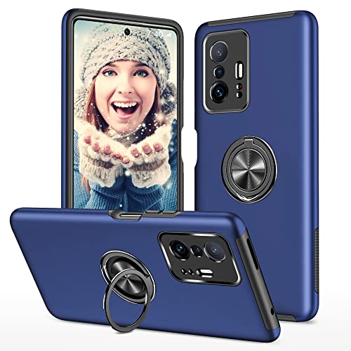 Cover per Xiaomi Pro 5G Custodia con Invisibile supporto ad anello Armour Metallo Magnetica Supporto Bumper Antiurto per Pro 5G silicone tpu blu